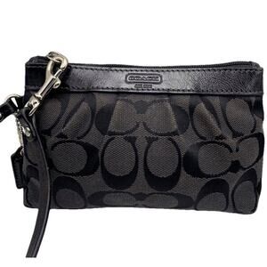 COACH Black Signature Canvas Wristlet